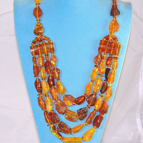 Vintage Baltic Amber Necklace, Cognac Beaded Necklace - Ruby Lane